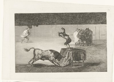 Bullfighter Standing on a Table in an Arena by Francisco de Goya