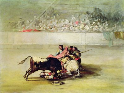 The Fall of a Picador from his Horse under a Bull by Francisco de Goya