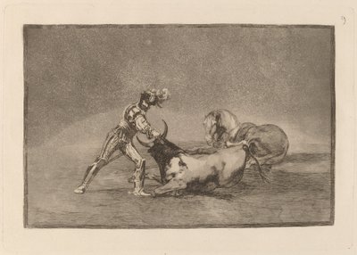 A Spanish Knight Kills the Bull after Having Lost His Horse by Francisco de Goya