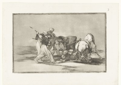 Four Men Hunting a Bull by Francisco de Goya