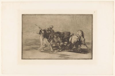 Four Men Hunting a Bull by Francisco de Goya