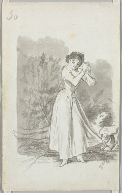 Young Woman Wringing Her Hands over a Man