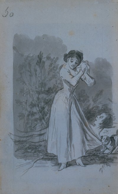 Young Woman Wringing Her Hands over a Man