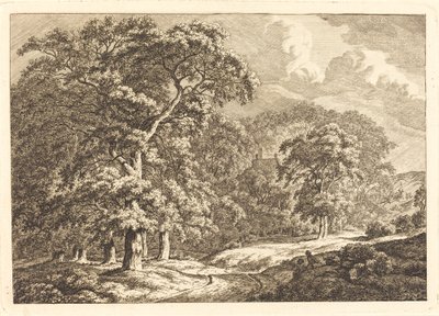 Forest with Travelers by a Road by Franciscus A. Milatz