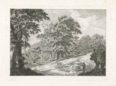 Landscape with Two Figures by the Road by Franciscus Andreas Milatz