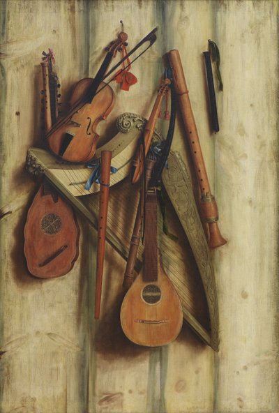 Board Partition with Musical Instruments. Trompe l
