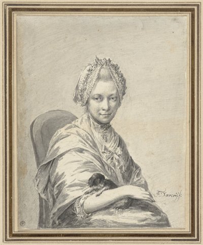 Portrait of a Young Woman with a Puppy by Franciscus Xaverius Xavery