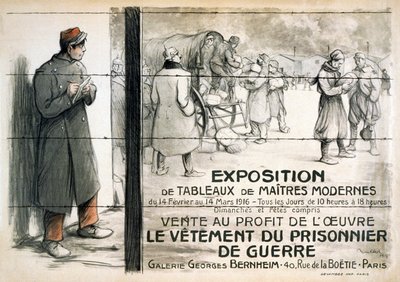 Advertisement for an Exhibition of Paintings to be Sold to Raise Money for Clothing for Prisoners of War by Francisque Poulbot