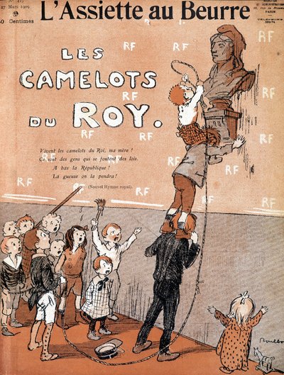 Children Dethroning a Bust of Marianne by Singing an Ironic Song in Favor of the Royalist Battle Group. Illustration by Francisque Poulbot by Francisque Poulbot