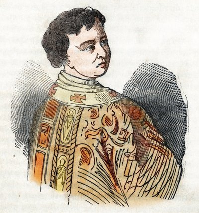 Middle Ages: representation of Pope Benedict IX (benedetto, Benedict or Benedictus) (1032-1044) by Franco Mistrali