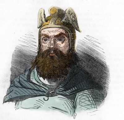 Portrait of Attila, King of the Huns, drawing from 