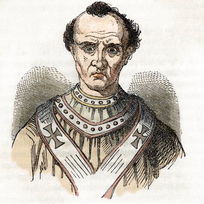 Portrait of Pope John X Cenci (860-929) (Pope John X) drawing from “I misteri del vaticano” by Franco Mistrali by Franco Mistrali