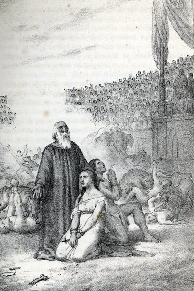 Roman Antiquity: The Christian Martyrs in the Amphitheatre, drawing from 