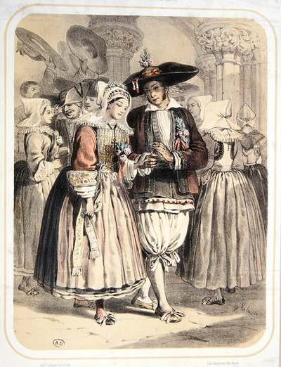 Bride and Groom from the Saille Region, France, c.1850 by Francois Hippolyte Lalaisse
