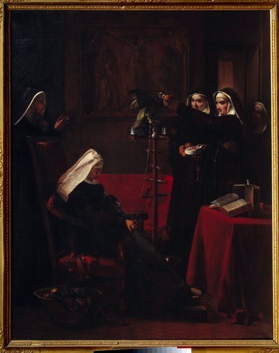 Nuns giving food to the parrot of a sleeping nun by Francois Marius Granet