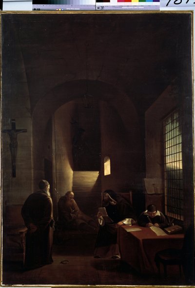The Italian Astronomer Galileo Galilei in His Cell in Florence During the Inquisition by Francois Marius Granet