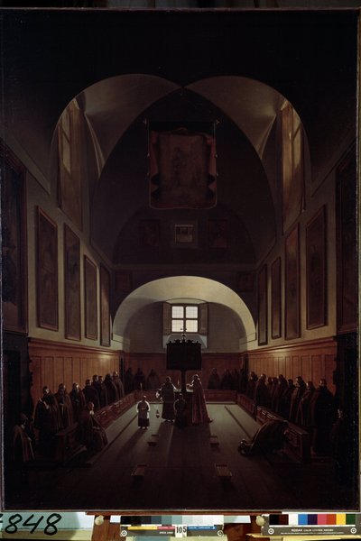 Interior of the Choir in the Santa Maria della Concezione dei Cappuccini Church at the Piazza Barberini in Rome by Francois Marius Granet