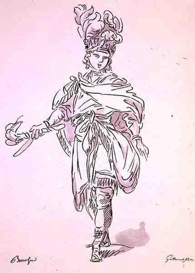 Opera Costume, from the Menus Plaisirs Collection, Facsimile by A. Guillaumot Fils by Francois (after) Boucher