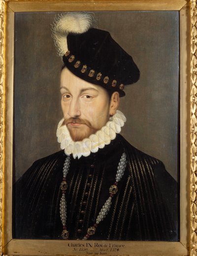 Portrait of Charles IX, King of France (detail) by Francois (workshop of) Clouet
