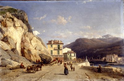 View of the Entrance to the Harbour, Nice by Francois Antoine Leon Fleury