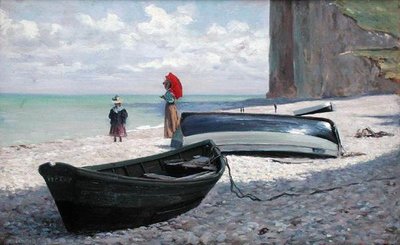Beach Scene at Fecamp, Northern France by Francois Auguste Didier Clovis