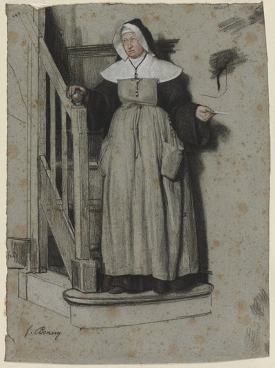 The Letter of Admission, Interior of a Convent by François Bonvin