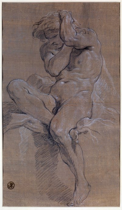 Academy of a Seated Nude Man by François Boucher