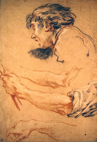 Head of a Shepherd Boy and Studies of His Hand and Arm by François Boucher