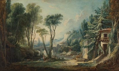 Pastoral Landscape with River by François Boucher