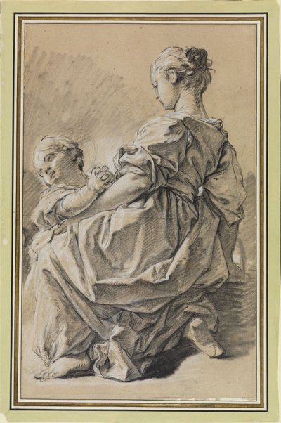 Kneeling Young Woman with Child by François Boucher