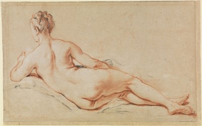 Reclining Female Nude, Supported on Left Arm, Back View by François Boucher