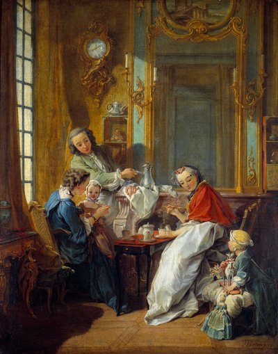 Lunch Scene in a bourgeois interior. Painting by Francois Boucher (1739) by François Boucher