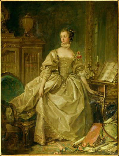 Full-Length Portrait of Jeanne Antoinette Poisson, Marquise de Pompadour by François Boucher