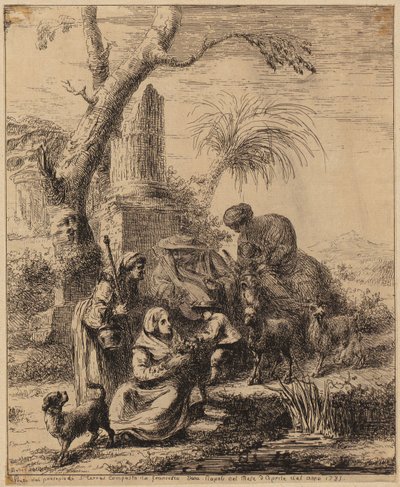 Seated Woman [Femme de Matsmey] Beside Palm, Plate from the Series "Various Chinese Figures [...]" by François Boucher