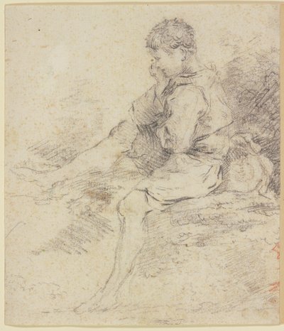 Seated Boy with Bare Legs by François Boucher