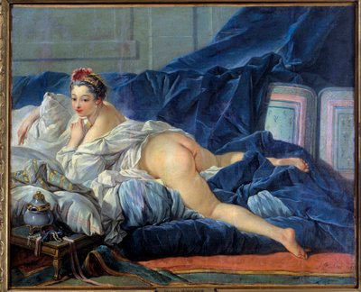 The odalisque Young Woman is sitting on a sofa by François Boucher