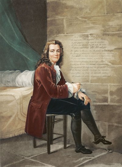 Voltaire Imprisoned in the Bastille Writing the La Henriade in 1728 by Francois Bouchot
