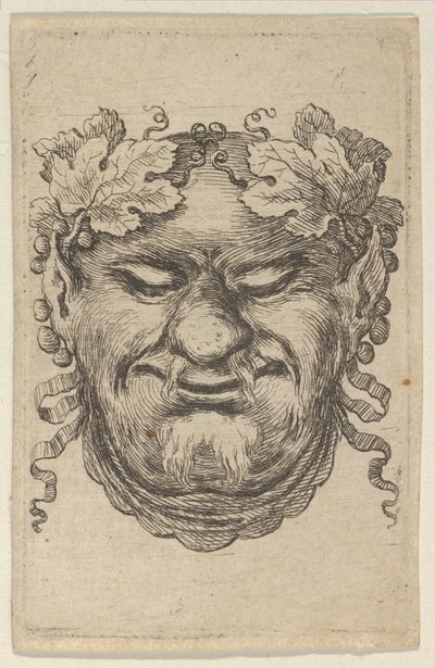 Mask of Bacchus with a Wreath of Grape Leaves and Ribbon, from Divers Masques, ca. 1635-45 by Francois Chauveau