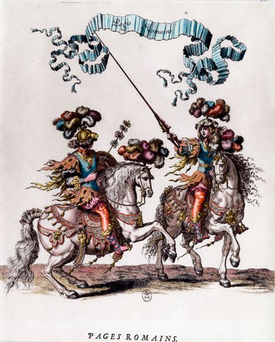 Roman Pages during the carousel given by King Louis XIV. Engraving by Francois Chauveau ca. 1662 by Francois Chauveau
