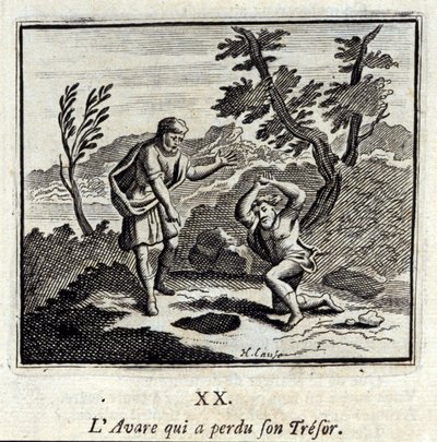 The Miser who lost his Treasure (Illustration by François Chauveau) by Francois Chauveau