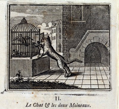 The Cat and the Two Sparrows by Francois Chauveau