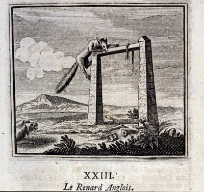 The English Fox. Fables by Jean de La Fontaine (1621-95). Illustration by François Chauveau (1613-1676). Edition of 1728 by Francois Chauveau