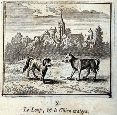 The Wolf and the Lean Dog by Francois Chauveau