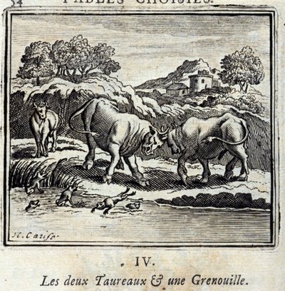 The Two Bulls and a Frog by Francois Chauveau