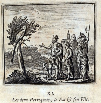 The Two Parrots, the King, and His Son by Francois Chauveau