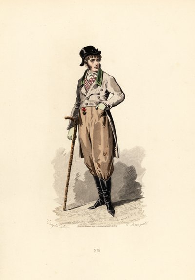 Man in loose fitting coat, waistcoat, trousers and boots by Francois Claudius (after) Compte Calix