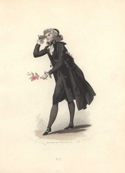 Dandy with lorgnette, era of Marie Antoinette. by Francois Claudius Compte Calix