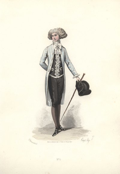 Elegant Man in Striped Coat, Era of Marie Antoinette by Francois Claudius Compte Calix