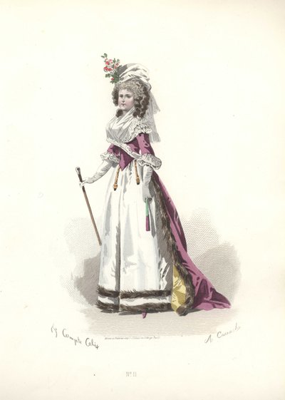 Woman in fur-trimmed outfit, era of Marie Antoinette by Francois Claudius Compte Calix