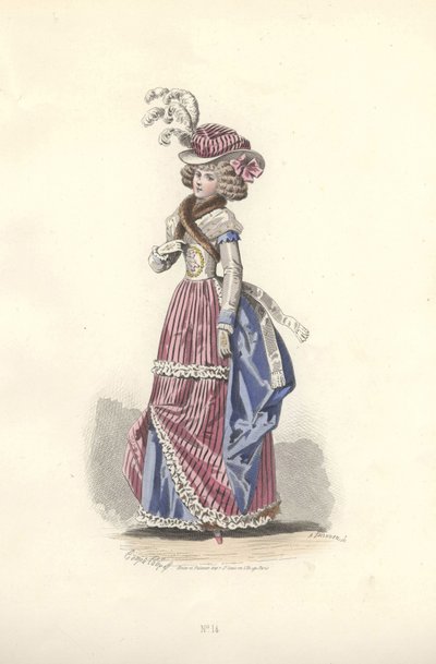 Woman in Tricolor Outfit, Era of Marie Antoinette by Francois Claudius Compte Calix